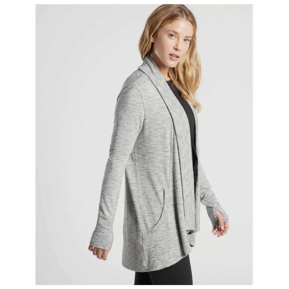 Athleta Pranayama Light Grey Marled Wrap Cardigan - Picture 1 of 7